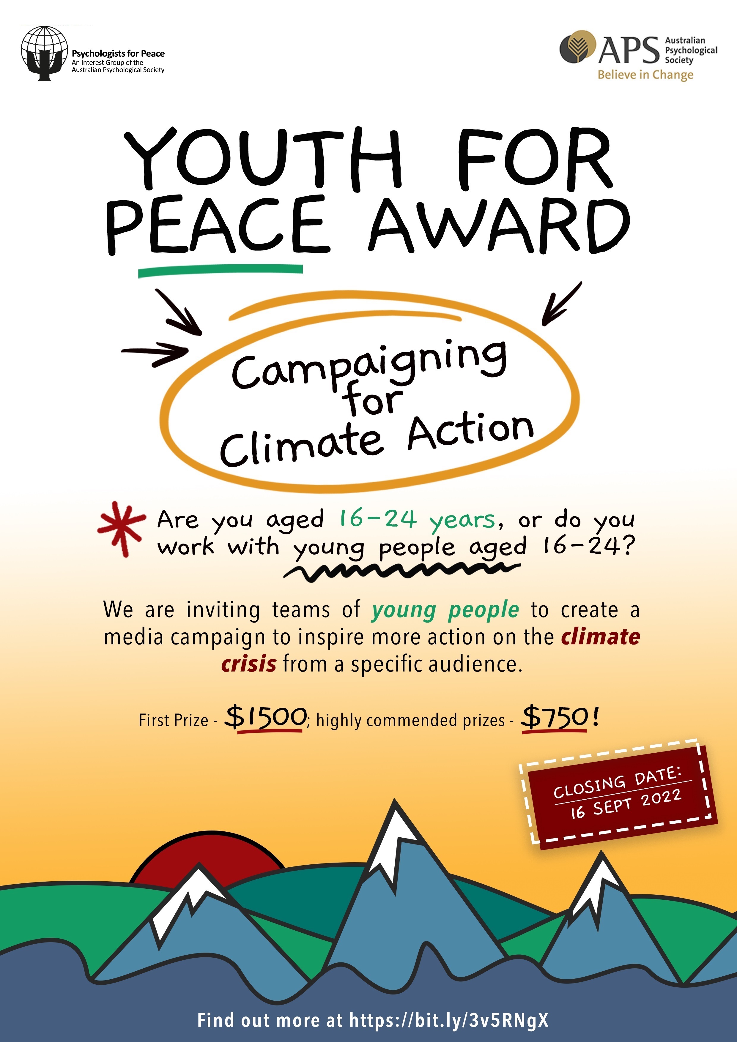 Flyer for 2022 Youth for Peace Award